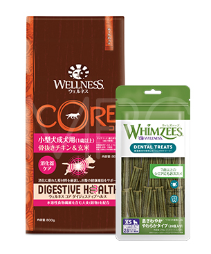 ウェルネス 【数量限定品】 コアダイジェスティブヘルス 小型犬成犬用(1歳以上) 骨抜きチキン&玄米 1.8kg+ウィムズィーズ おやつセット ウェルネス 【数量限定品】 コアダイジェスティブヘルス 小型犬成犬用(1歳以上) 骨抜きチキン&玄米 1.8kg+ウィムズィーズ おやつセット